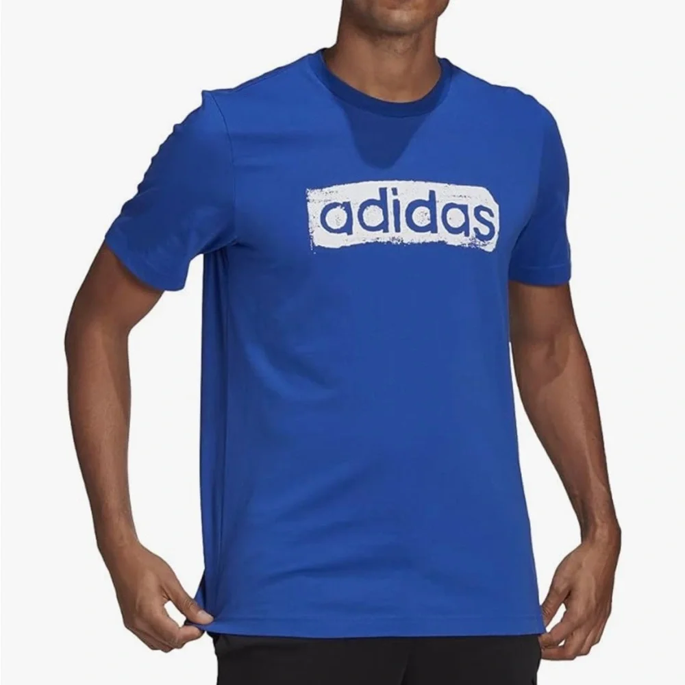 Adidas Men Blue Amplifier Tee Graphic‎ Logo Crew Neck size M